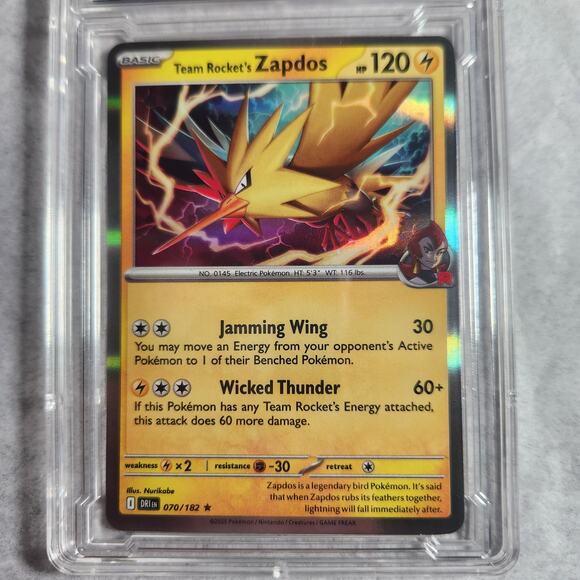 Pokemon Team Rockets Zapdos Destined Rivals 070/182 Rare Holo Art Slab NM - Picture 4 of 6